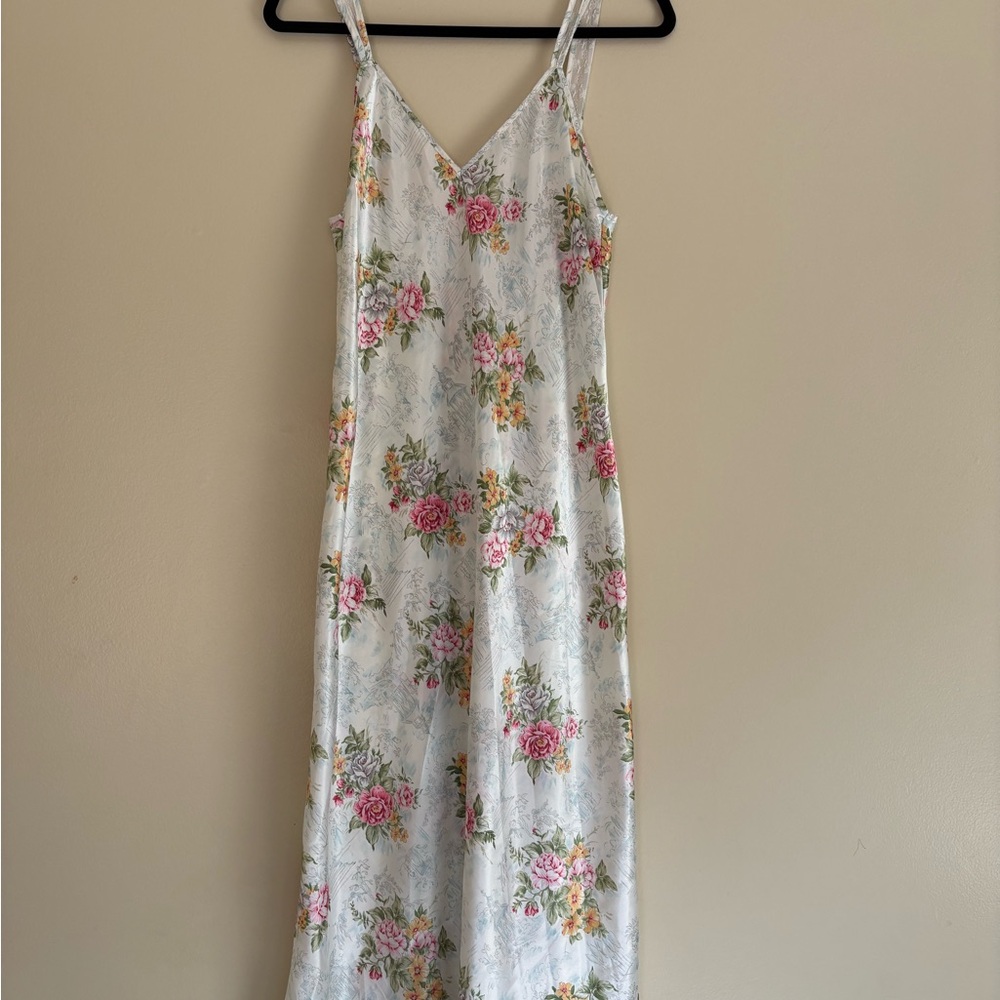 Floral Slip Dress with Pink Rose Print